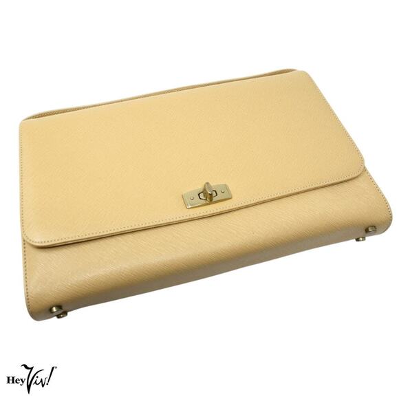 Vintage Gramercy Coach Clutch Purse Leather Made Italy Wheat Dust Bag Style 7000 - Picture 1 of 13